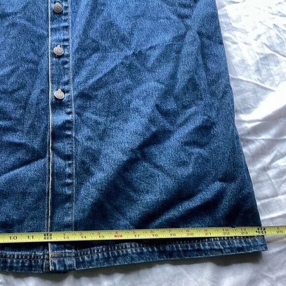 Vintage Bill Blass Women’s Below The Knee  Denim Blue Button Jean Skirt Sz 16 - Picture 7 of 15
